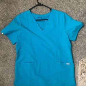 Medium Teal Figs scrub top